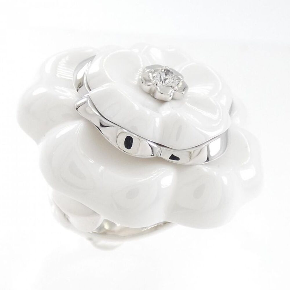 Chanel Camelia 750 White Gold Ceramic Diamond Ring